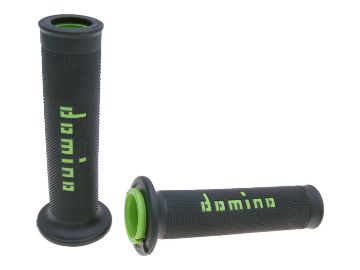 Obrázok z Gripy rukoväte sada Domino A010 on-road čierna farba / zelená pre otvorené konce