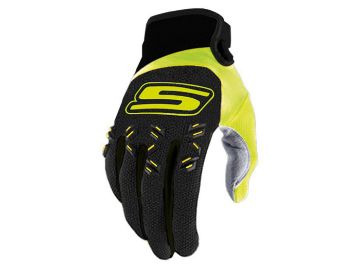 Obrázok z MX rukavice homologované S-Line, čierna / fluo žltá - veľkosť M