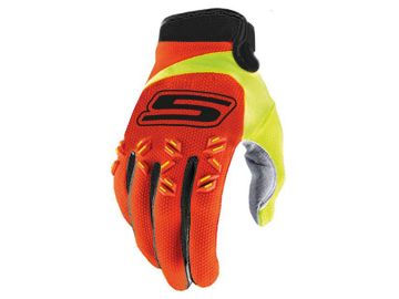 Obrázok z MX rukavice homologované S-Line, oranžová / fluo žltá - veľkosť XL