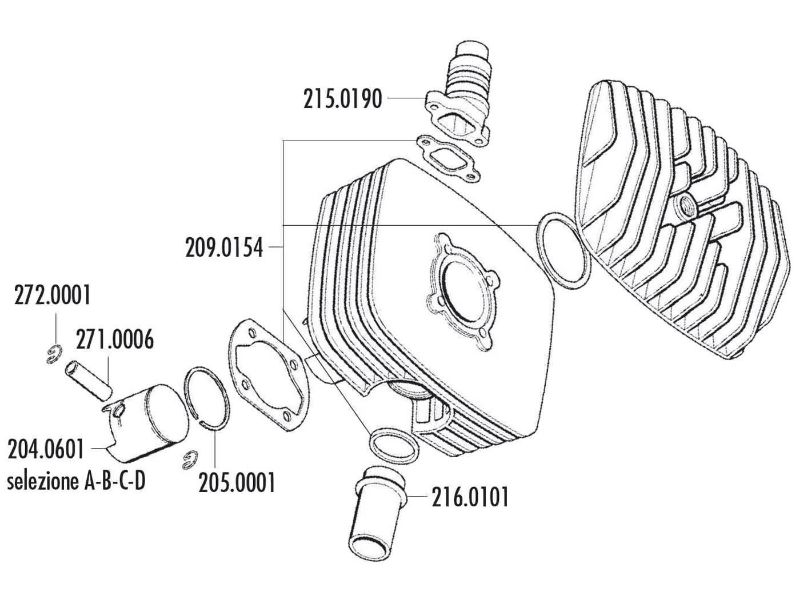 Obrázok z piest - sada Polini series 6000 80cc 48mm (B) pre Zündapp Corsa 50