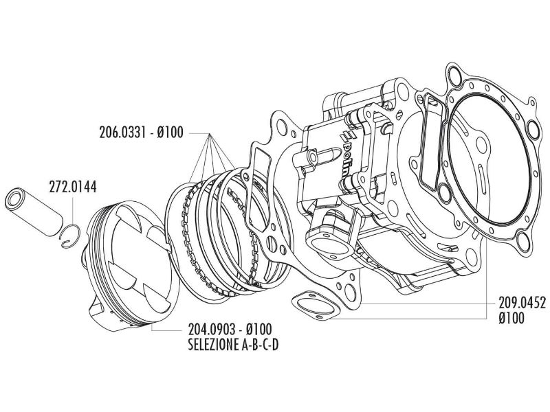 Obrázok z piest - sada Polini 490cc 100mm (A) pre Honda CRF 450 02-05