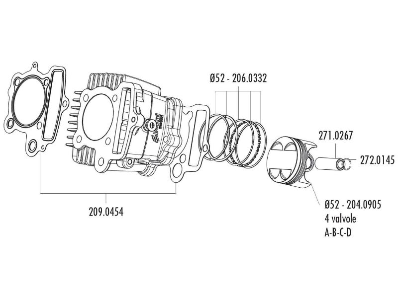 Obrázok z Piestne krúžky - sada Polini 52mm pre Honda XR 50, Polini XP4T 50, XP4T 110