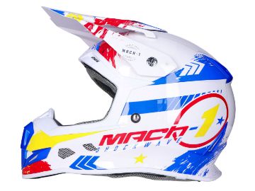 Obrázok z prilba Motocross Trendy T-902 Mach-1 biela / modrá / červená - veľkosť XL (61-62)