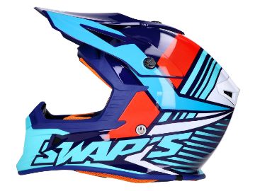 Obrázok z prilba Motocross SWAPS S818 biela / červená / modrá - veľkosť L (59-60)