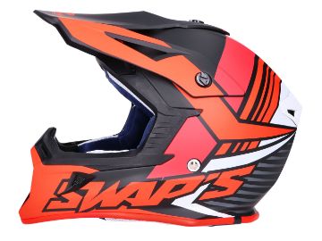 Obrázok z prilba Motocross SWAPS S818 matná čierna / červená - veľkosť L (59-60)