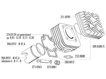 Obrázok z hlava valca Polini aluminum 70cc pre Piaggio AC