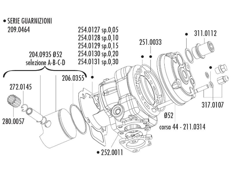 Obrázok z hlava valca Polini racing Big Evolution 94cc 52mm pre Piaggio LC