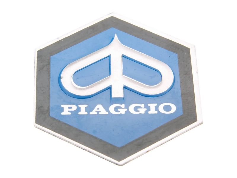 Obrázok z emblem / nápis Piaggio 31x36mm aluminum pre Vespa PK50, PK80 82-88