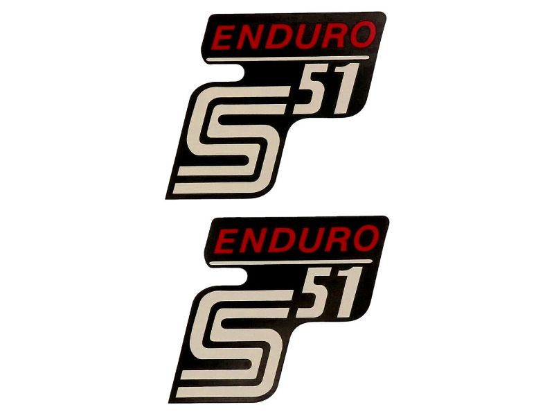 Obrázok z fólia s logom / samolepka S51 Enduro čierno-červená 2 kusy pre Simson S51