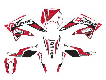 Obrázok z Samolepky sada Doppler čierno červená biela Derbi Senda 2011-2017