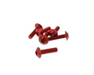 Obrázok z skrutky kapotáže inbus aluminum červená farba - sada 6 ks - M5x20