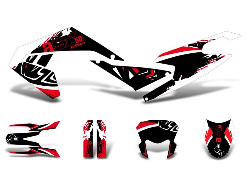 Obrázok z Nálepka/polep sada čierna f.-biela farb.-red leskl. pre Aprilia SX50 2018- Euro4