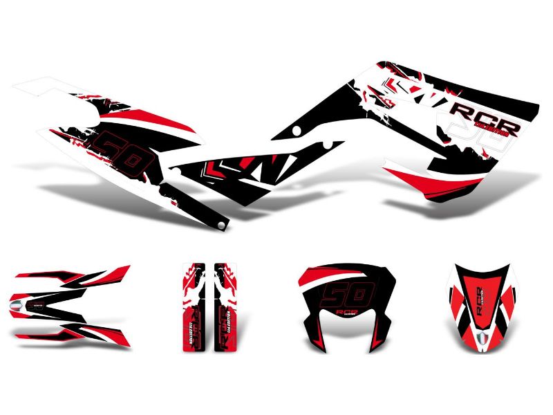 Obrázok z samolepky sada  čierno-bielo-červená matná pre Gilera RCR 50 2018-