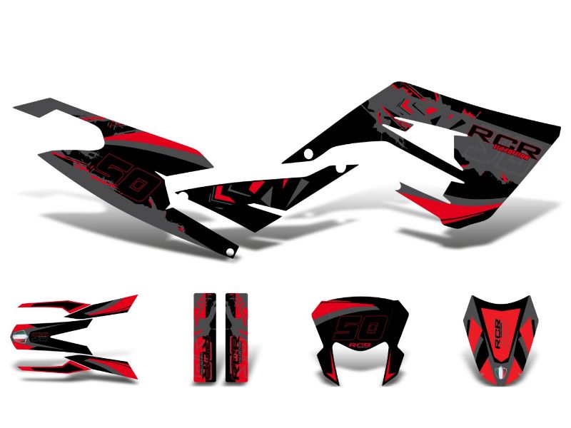 Obrázok z samolepky sada  čierno-červeno-šedá lesklá pre Gilera RCR 50 2018-