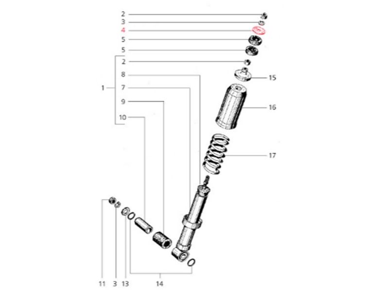 Obrázok z Podložka tlmiča R 13x37 mm (th) 6,0mm, predná, horná, SIP Performance pre Vespa 50-125, PV, ET3, PK50, S, XL (I)