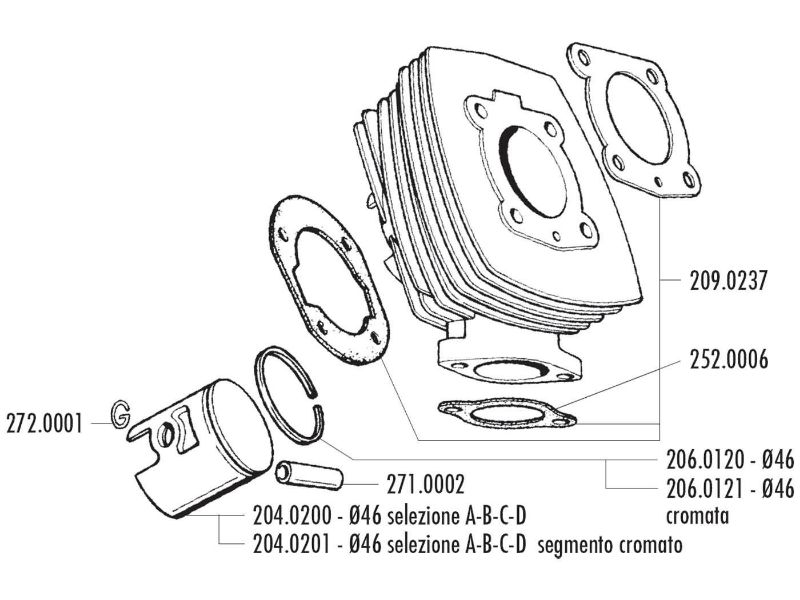 Obrázok z valec sada Polini aluminum sport 65cc 46mm pre Honda Wallaroo, Peugeot Fox