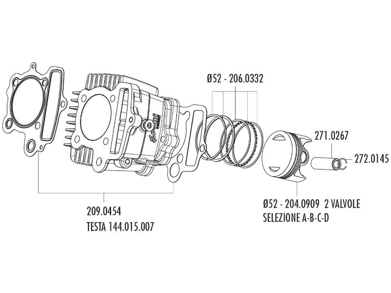 Obrázok z valec sada Polini aluminum 87cc 52mm pre Honda XR 50, Polini XP4T 50