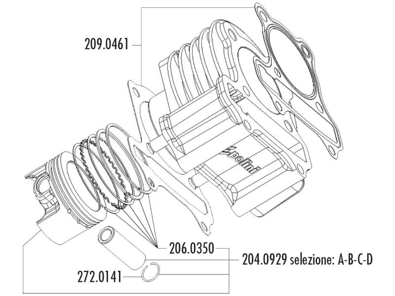 Obrázok z valec sada Polini aluminum sport 80cc 50mm pre GY6 China Scooter, Kymco 4-takt , 139QMB / QMA