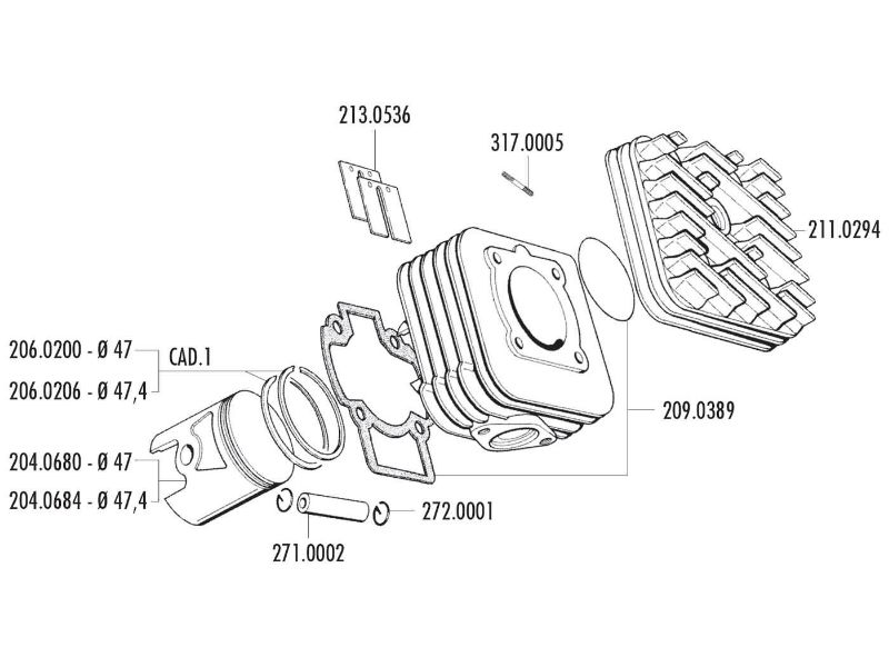 Obrázok z valec sada Polini liatina sport 70cc 47mm pre Piaggio AC