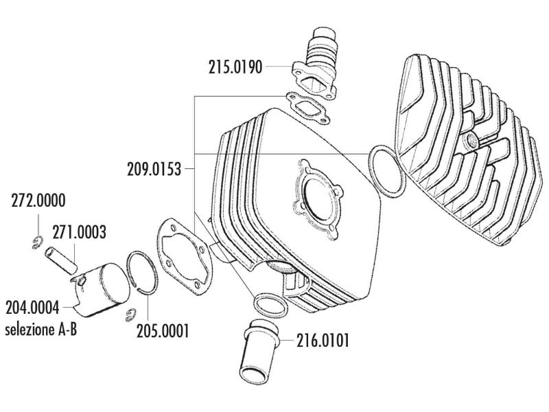 Obrázok z valec sada Polini 80cc Series 6000 48mm pre Sachs 5-rýchlosť