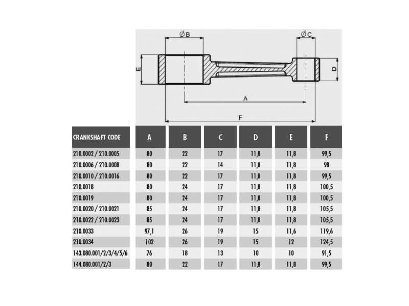 Obrázok z kľukový hriadeľ Polini Big Evolution 85mm / 13mm pre Minarelli horizontal LC