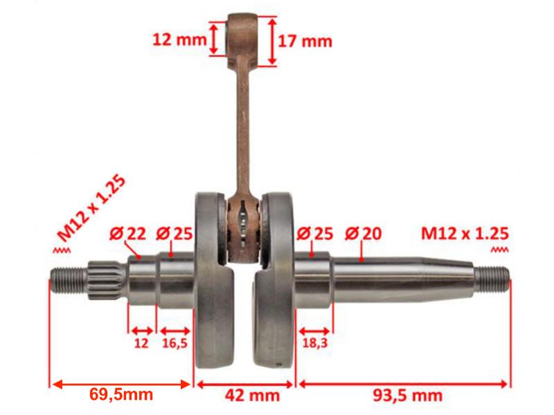 Obrázok z kľukový hriadeľ Top Racing zosilnený high quality pre Honda MTX 50, NSR 50