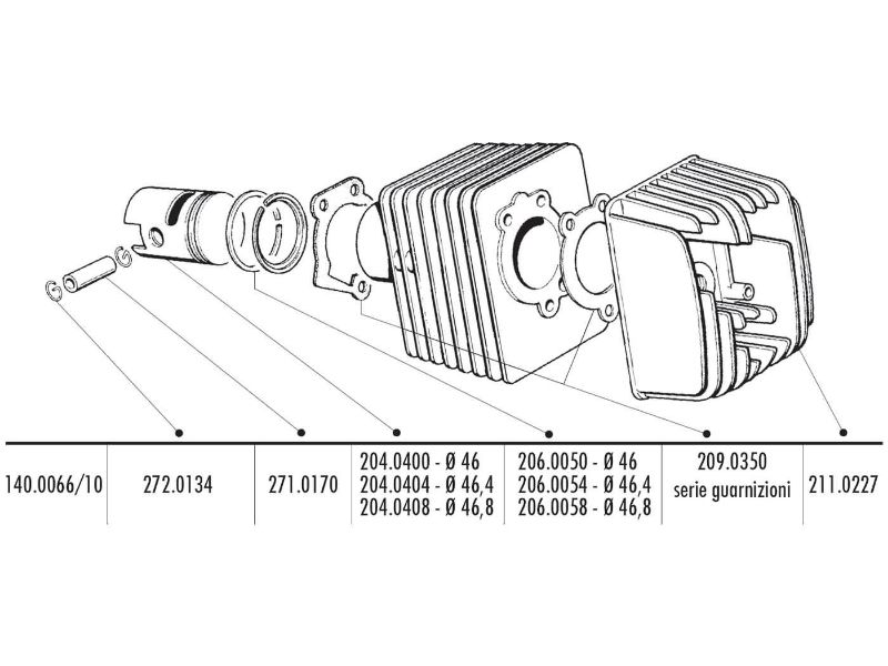 Obrázok z valec sada Polini liatina sport 70cc 10mm piestny čap pre Piaggio Ciao