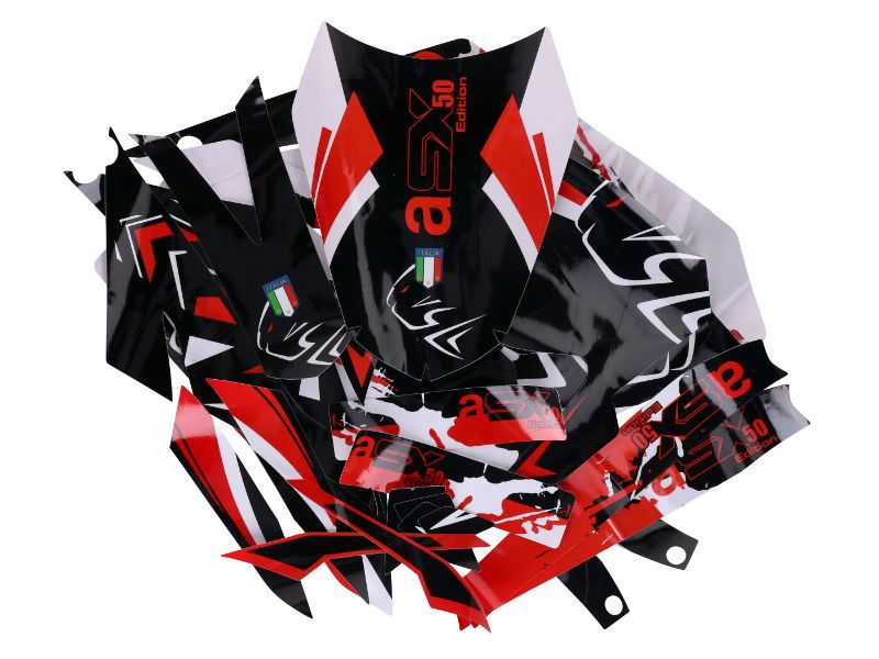 Obrázok z Nálepka/polep sada čierna f.-biela farb.-red leskl. pre Aprilia SX50 2018- Euro4