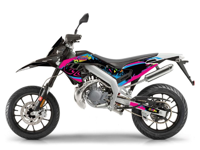 Obrázok z Nálepka/polep sada čierna f.-ružová f.-modrá farba leskl. pre Aprilia SX50 2018- Euro4