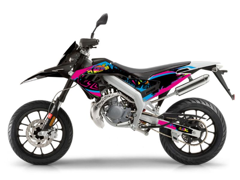 Obrázok z Nálepka/polep sada čierna f.-ružová f.-modrá farba matná pre Aprilia RX50 2018- Euro4