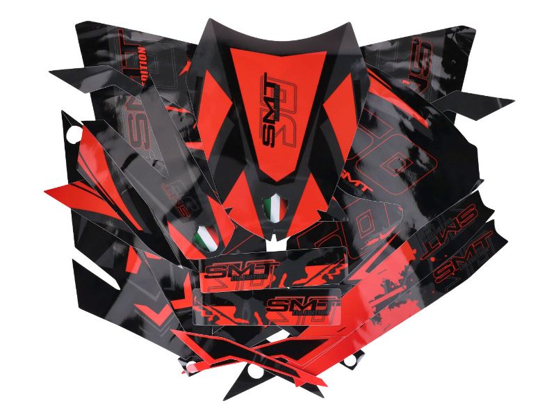 Obrázok z samolepky sada  čierno-červeno-šedá lesklá pre Gilera SMT 50 2018-