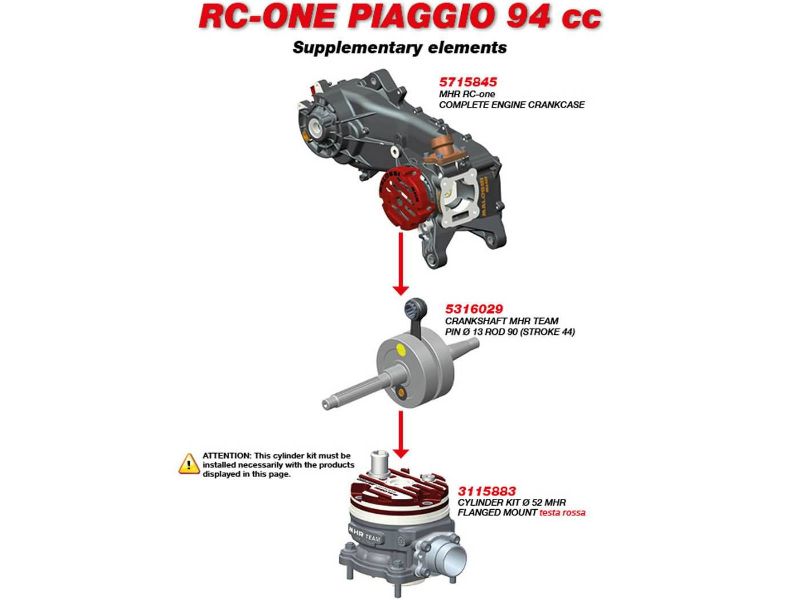 Obrázok z blok motora (karter) Malossi MHR RC-One 94cc pre Piaggio 50 LC dlhá verzia